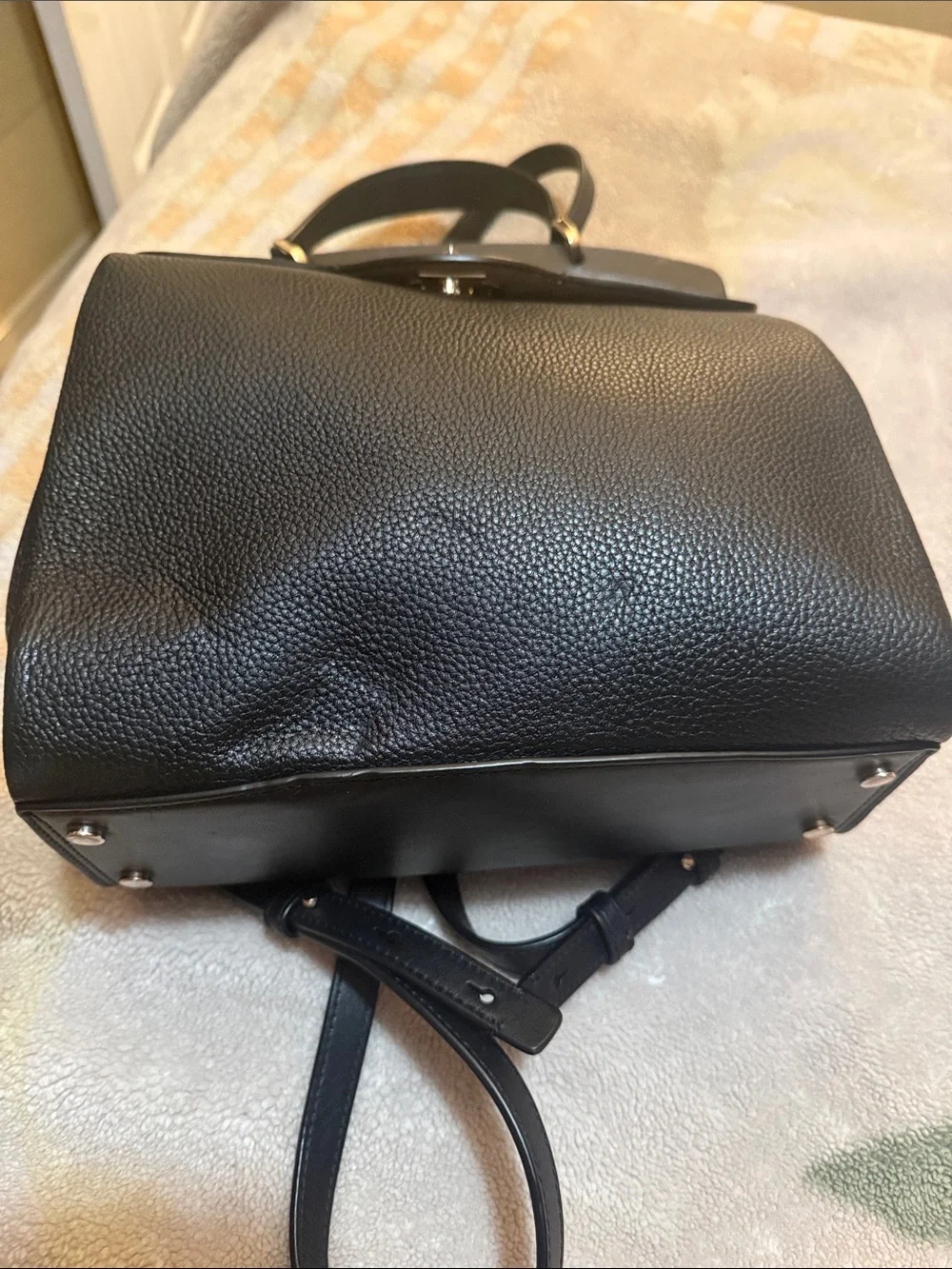 kate spade Black Leather Structured Top-Handle Crossbody Bag